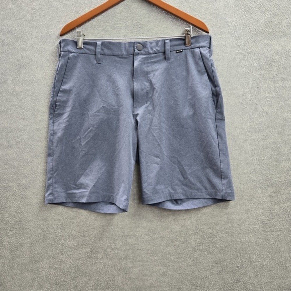 Hurley Men Shorts 33 Blue‎ Button 8" Inseam Logo